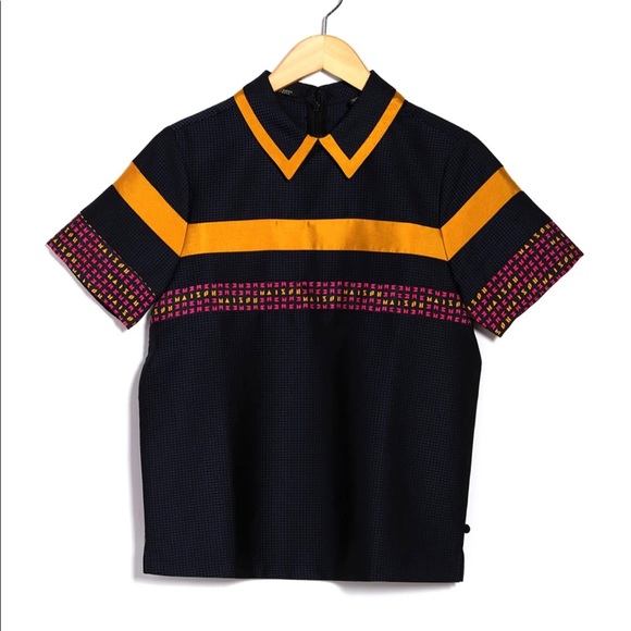 Scotch & Soda Top Mixed Fabric Collared Sz XS - Picture 2 of 11